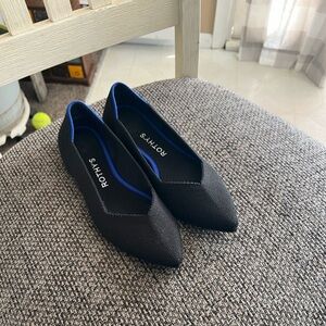 Rothy’s Black and Blue The Point Pointed Toe Flats